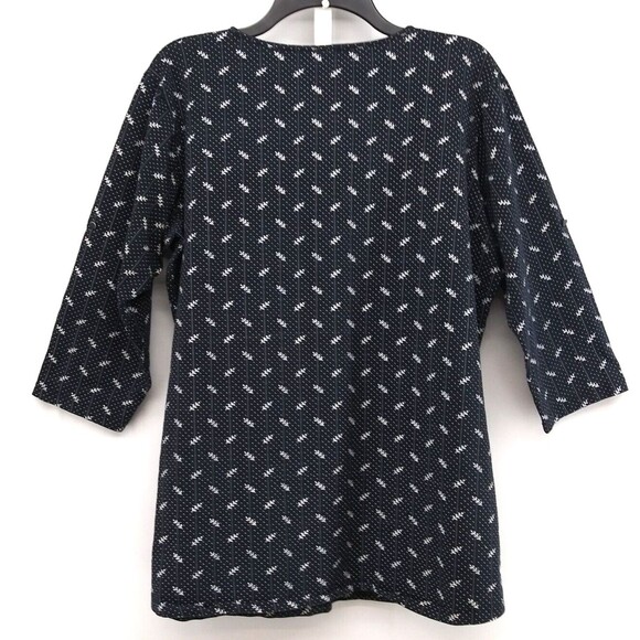 Belita Shirt Womens 4XL Navy Floral 3/4 Sleeve Henley Blouse - Picture 3 of 7